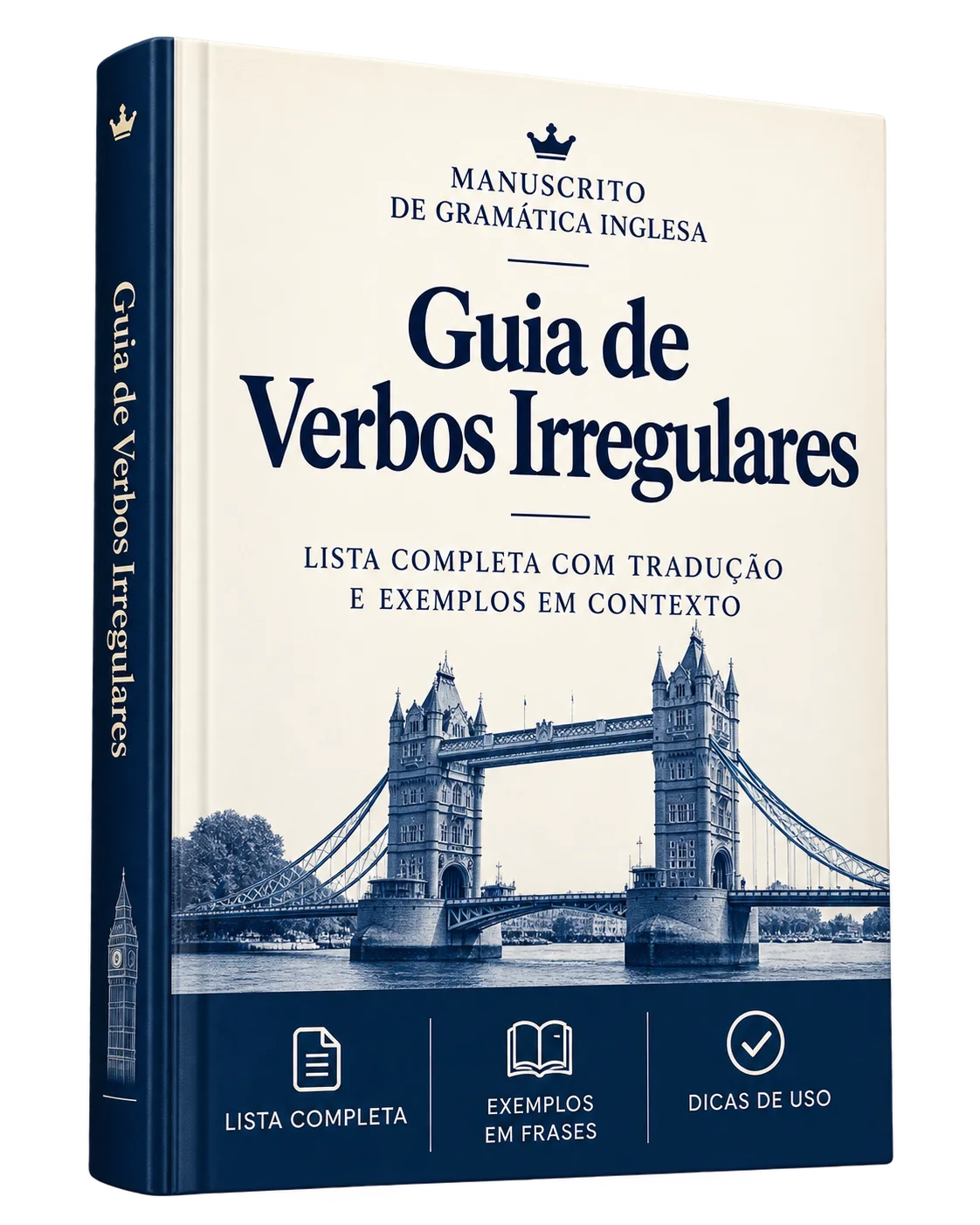 Mockup do bônus Guia de Verbos Irregulares
