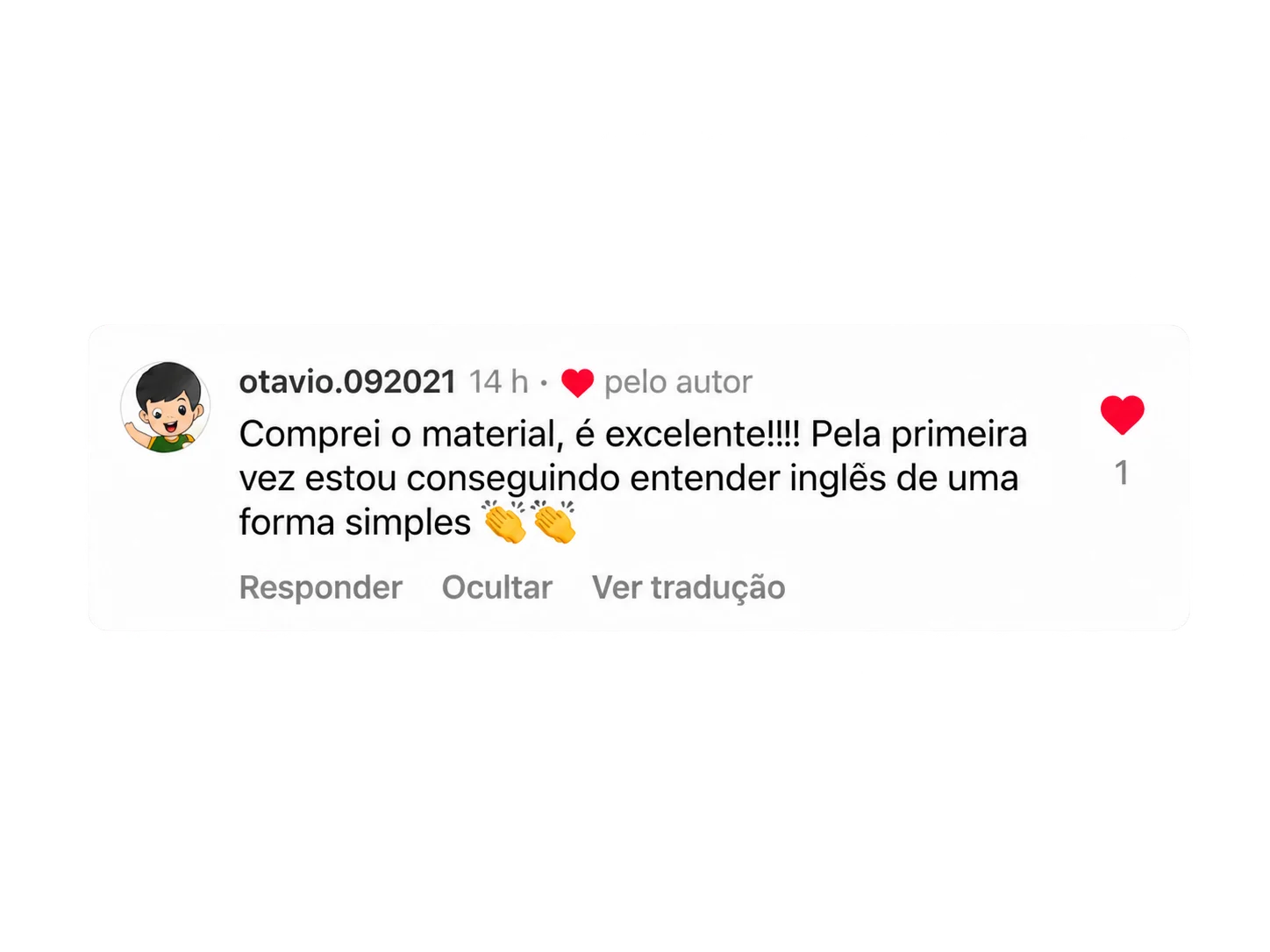 Depoimento sobre entender inglês de forma simples