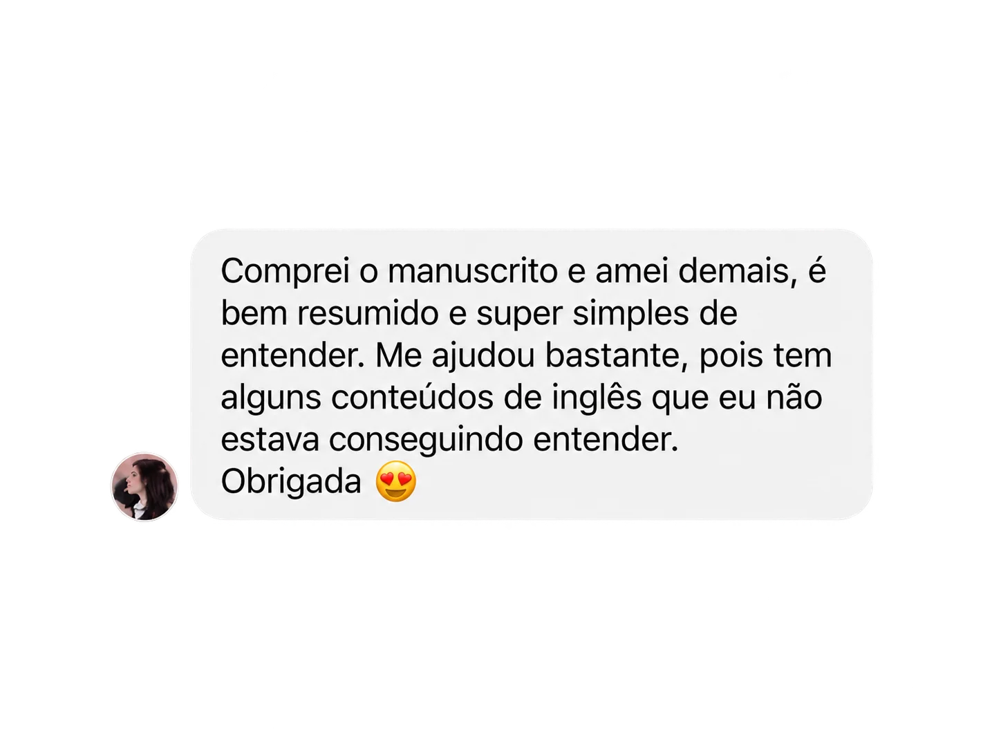 Depoimento sobre conteúdo resumido e simples
